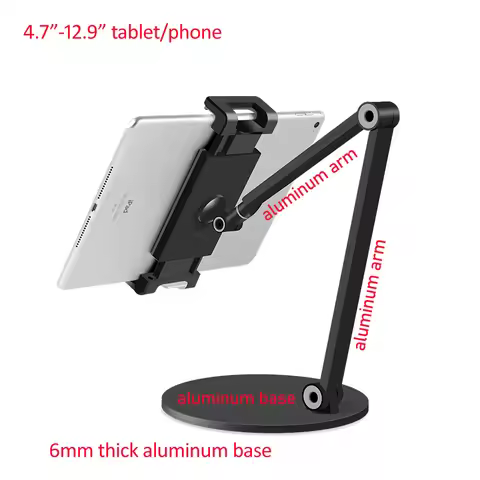AP-7L 4.7"-12.9" 10" 11" adjustable rotate aluminum folding Tablet desktop stand phone clamp mount 1