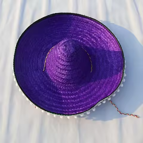 Summer Wide Brim Mexican Party Hat Natural Straw Panama Bucket Mexican Straw Hats Sun Hat Colorful C
