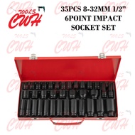 35PCS 1/2" DRIVE 6POINT 8MM-32MM METRIC STANDARD DEEP IMPACT SOCKET SET NUT DRIVER OPENER BUKA NAT T