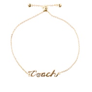 【COACH】Logo 草寫標誌可調式手環(金色)/ 平行輸入