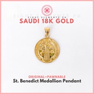 COD PAWNABLE 18k Pendant Saudi Gold Blessed Saint Benedict Cameo Round Medallion Pendant