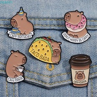 PERRY1 Capybara Brooch, Coffee Taco Cartoon Pin Brooch, Jeans Metal Animal Cute Capybara Alloy Badge