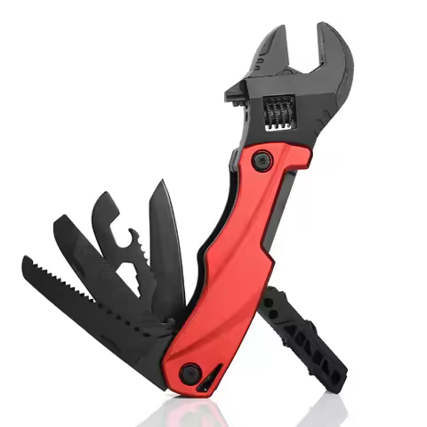Outdoor camping multifunctional wrench pliers multi-purpose adjustable wrench folding knife saw EDC 