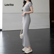 Lovito Gaun Santai Polos Belahan Depan untuk Wanita L108ED610