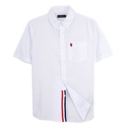 ELLE HOMME เสื้อเชิ้ตคอปก แขนสั้นผ้า ค๊อตตอนผสม สาปเบิ้ล มีกระดุมป ผ้าพื้น ทรงสมาร์ท มีให้เลือก 2 ส