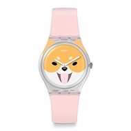 Swatch Womens Analogue Swiss Quartz Watch with Silicone Strap GE279, Pink, One Size, Strap.