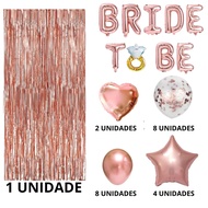 Bachelorette Party Decoration Set – Bride-to-be Balloon Kit with 22pcs Rose Gold Metallic Curtain & 