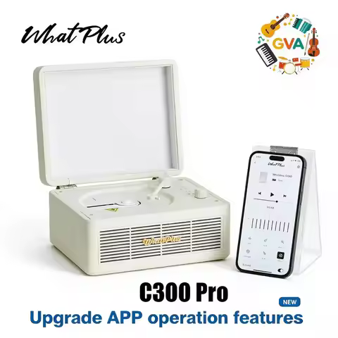 WhatPlus C300 Pro Retro CD Player with High Resolution Sound Quality Bluetooth Stereo Audio Player R