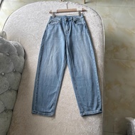 Spring Summer Style Stretchy Straight Daddy Pants Denim 9-point Pants