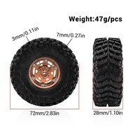 4PCS New 1.3" Aluminum Wheels & Tires for 1/18 TRX4M SCX24 FMS Ascent-18 Axial SCX24 AX24 FCX24 FCX2