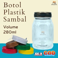 280ml Sambal Plastic Bottle 280ml PET Food Grade Sambal Jar 280ml Kitchen Spice Jar Round Convex Mul