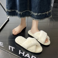 Cross Slippers Can Wear Outside Flat Furry Slippers Lightweight Anti-slip Indoor Furry Slippers Autu