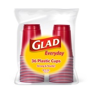Glad Everyday Plastic Cups 18oz 36ct Red | Red Plastic Cups, 36 Count | Strong and Sturdy Red Plasti