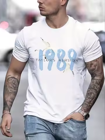 Summer T-Shirt 1989 Taylors Version Printed T Shirt Men Short Sleeved Fashion Round Neck Tee Shirt C