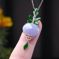 紫羅蘭翡翠蛋面項鍊18K金鑽石鑲嵌 | 天然緬甸玉A貨翡翠 | 送禮