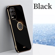 For Realme 6i GT C15 C12 C25 Square Frame TPU Ring Holder Plating Cellphone Case For Realme Q3 Q3i K