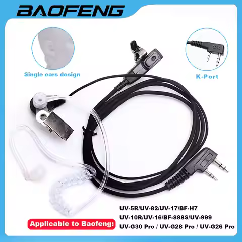 Baofeng UV-5R K Port Earphone for Walkie Talkie UV-16 UV17 UV10R UV-G30 Two Way Radio Covert Air Aco