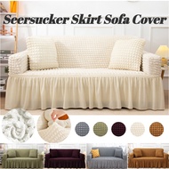 Seersucker Skirt Elastic Stretch Sofa Cover 1/2/3/4 Seat Armchair Cover L Shape Furniture Cover