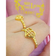 Xing Leong 916 Gold Love Abacus Pendant Gold Abacus Heart Ring 916