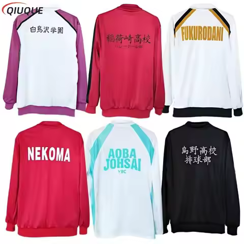 Anime Volleyball Sportswear Jacket Karasuno Nekoma Aoba Johsai Fukurodani Inarizaki High School Unif
