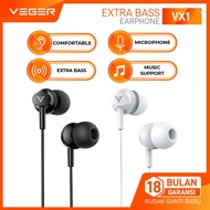 VEGER VX1 Earphone Bass Blaze | HiFi Stereo Audio | MiC & Remote | 3.5mm Jack |VX-1 18 Month Warrant