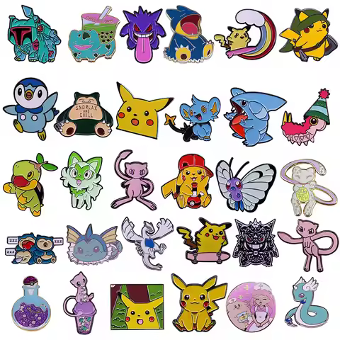 Pokemon Pikachu Mew Enamel Pin Badges Metal Pins for Backpacks Brooches Japanese Cute Lapel Jewelry 