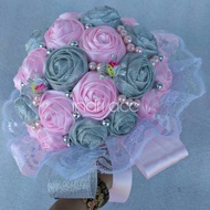 TM25 buket bunga satin / hand bucket wedding / bunga tangan pengantin