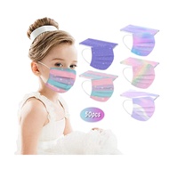 50Pcs Kids Facemasks 3Ply Children Multicolor Face Masks Outdoor Cute Gradient Masks Anti-Fog Disposable Masks