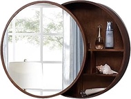 Round Bathroom Mirror Cabinet, Wall Mounted Storage Cabinet Mirror Medicine Cabinet, Wooden Storage Cabinets Organizer