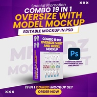 TRENDING MOCKUP COMBO 19 in 1 Oversize Tshirt with model PSD Mockup set, 3D Tshirt Mockup