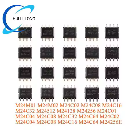 10Pcs M24C32 M24C16 M24C08 M24C04 M24C02 M24M01 M24512 RMN6TP SOP-8 M24256 M24128 M24M02-DRMN6TP Ser