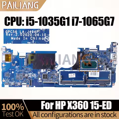 For HP X360 15-ED Notebook Mainboard Laptop LA-J494P L93870-601 L93868-601 i5-1035G1 i7-1065G7 Mothe