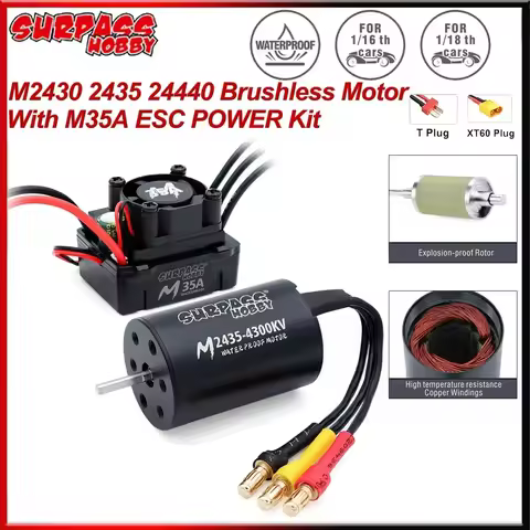 SURPASS HOBBY Brushless Power Kit M2430 M2435 M2440 Motor M35A ESC 2-3S for 1/16 1/18 RC Crawler Car