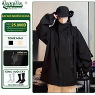 Men's and women's 2-layer multi-zip windJacket made of 2-layer silver-coated, water-resistant, anti-