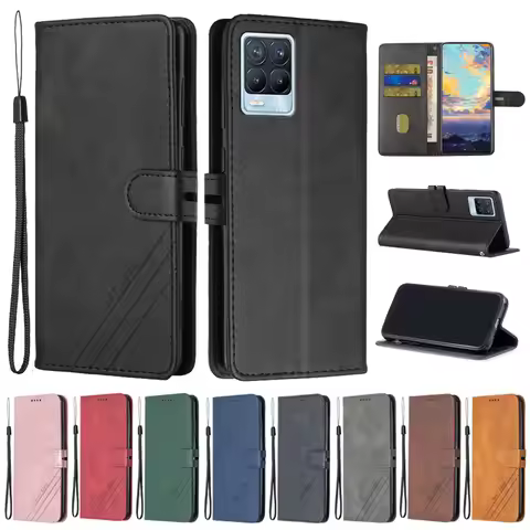 Realme 8 Pro Case Leather Flip Case on For Coque OPPO Realme 8 Pro Phone Cases for OPPO Realme 8 5G 