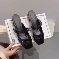 3-inch Square Heel Sandals with Ball Toe, Delicate and luxurious color combination - Banh Beo Shoes 