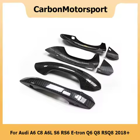 Full Carbon Fiber Door Handle Cover for Audi A6 C8 A6L S6 RS6 E-Tron Q6 Q8 RSQ8 2018-ON Car Handle S