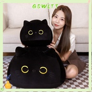 GSWLTT Cuddly Pillow Cushion, Round Ball 4 Size Black Cat Plush Doll, Cartoon Cuddly Small Pendant G