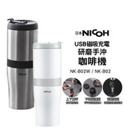 【日本NICOH】 USB磁吸充電研磨手沖咖啡機NK-B02W 白色【加碼送實用杯刷】