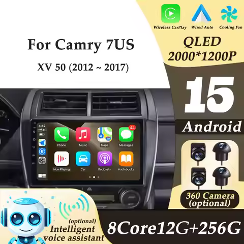 Wireless CarPlay Android15 for Toyota Camry 7 XV 50 55 US Version 2012 - 2017 Video Audio Multimedi 