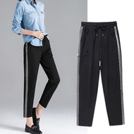 Ready Stock Women Long Harem Trousers Tracksuit Women Casual Jogger Stripe Pants Loose Sport Slim Fi