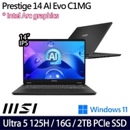 《MSI 微星》Prestige 14 AI Evo C1MG-012TW(14吋FHD+/U5 125H/16G/2TB PCIe SSD/W11/二年保)