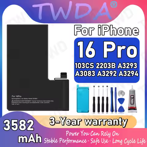 2203BH Large capacity 3582mAh Battery For iPhone 16 Pro/103CS/2203B/A3293/A3083/A3292 Batteries New