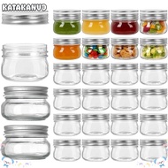 KATAKANVD Mason Jars with Sliver Lids, with Regular Mouth Lids Microwave Safe Glass Canning Jars, Re