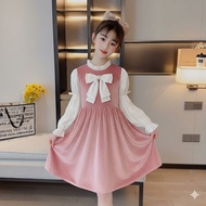 Dress Bludru Import Premium Anak Perempuan Usia 1-4 Tahun | Baju Lengan Panjang Serut Kombinasi Dre