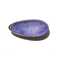 Cerabon By Petye Set of 4 Indigo Rustic Porcelain Almond Shaped Sauce Dish, L15xW7.7xH3.2cm