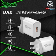 Dmes DA2 18W Fast Charging Charger with USB Port UK Plug Charger
