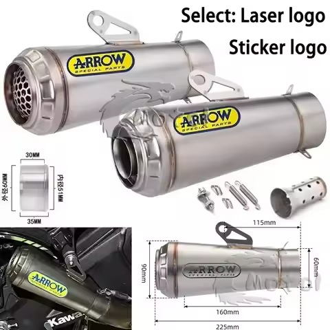 Universal 60mm Motorcycle ARROW Exhaust Escape Pipe Tail Muffler DB Killer Motocross For ER6N Z900 C