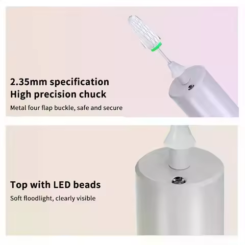 Wireless Nail Drill 35000RPM Manicure Cutter Nail Repair Pedicure Milling Cutter Polisher Sander USB