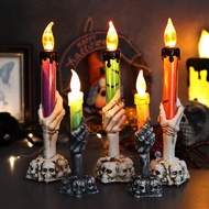 Halloween Electronic Candle Light Haunted House Decoration Candle Holder Props Skeleton Ghost Hand Light Set Decoration